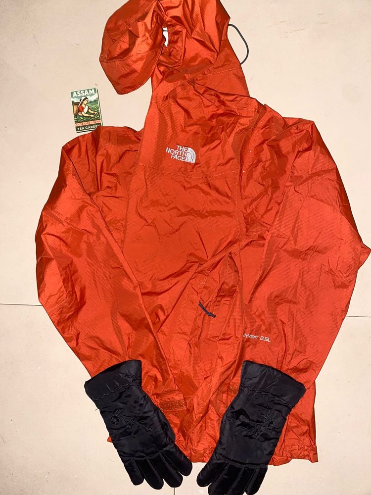 The North Face Orange Jacket &amp; Gloves