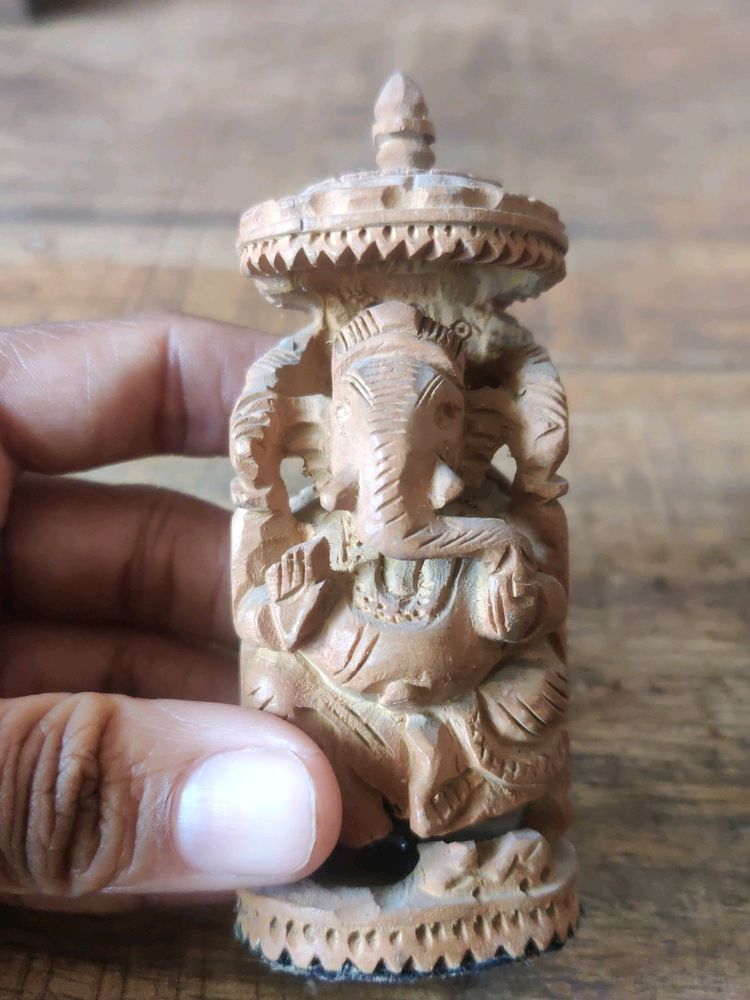 Lord Ganesh Wooden Idol For Pooja/Gift/Decor