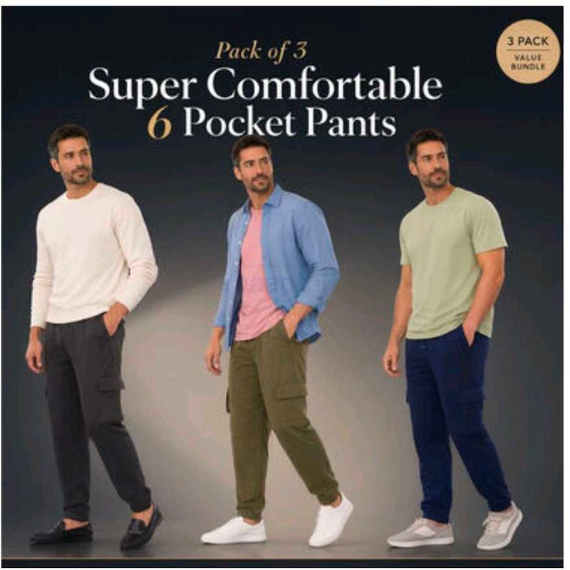 Men's Pack of 3 Comfortable Cargo Pants