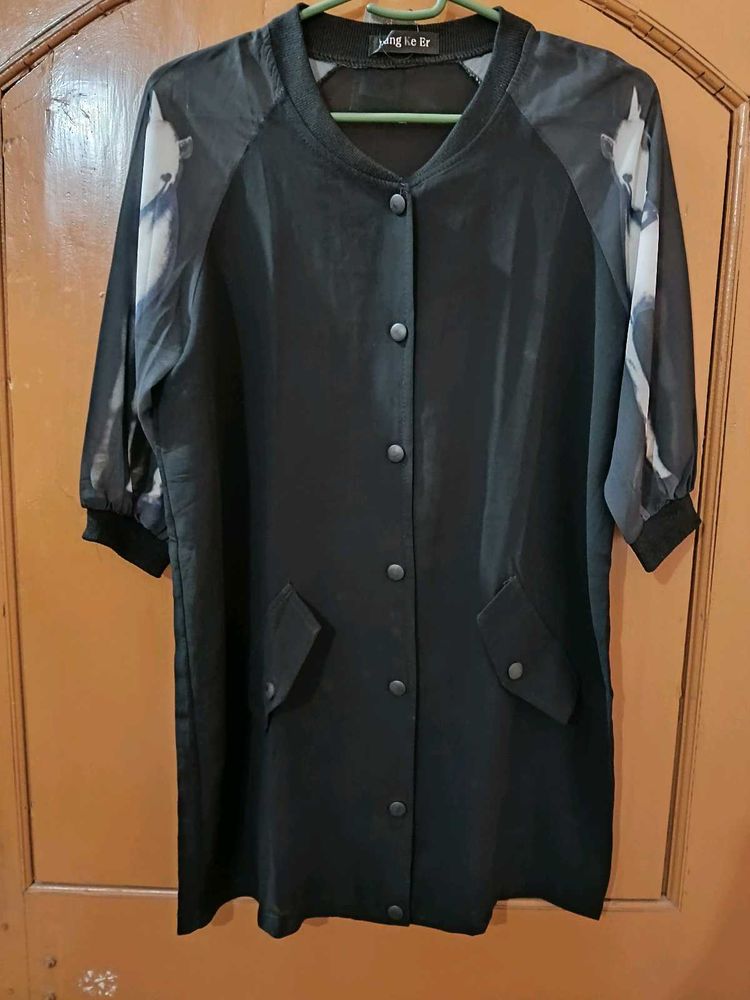 Stylish Black Bomber top