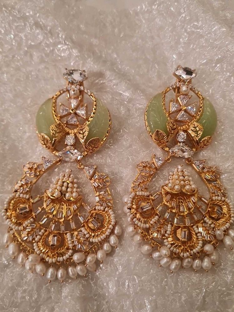 Exquisite Gold Toned Chandelier Earrings