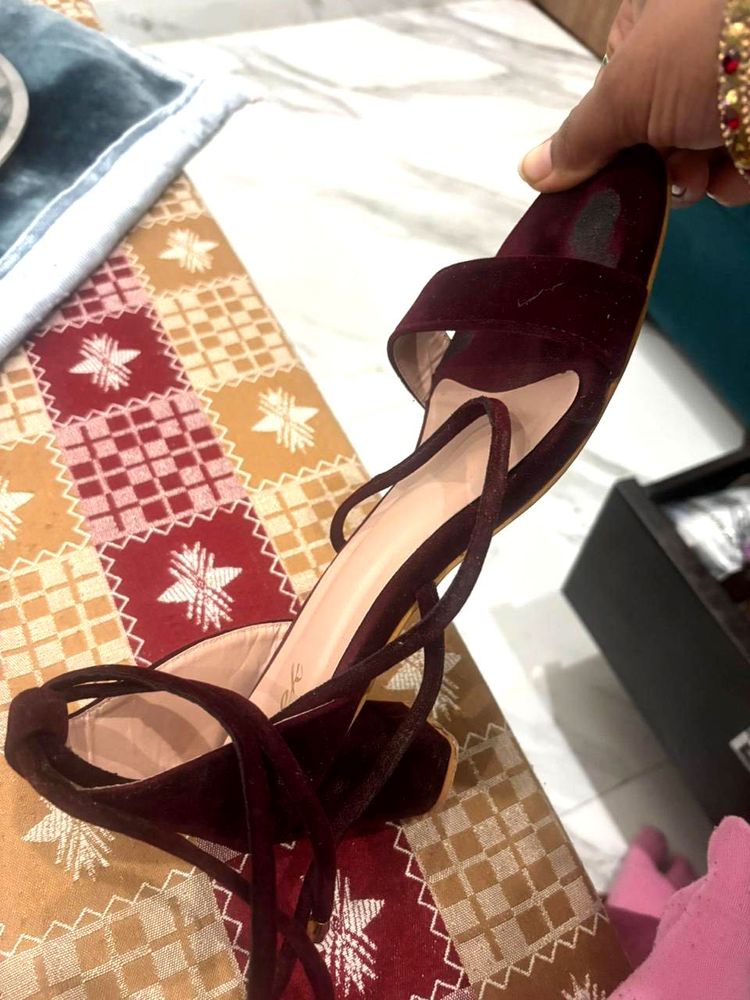 Chic Burgundy Lace-Up Heels