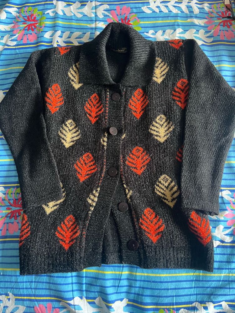 Leaf Patterned Knit Cardigan (nee from store)