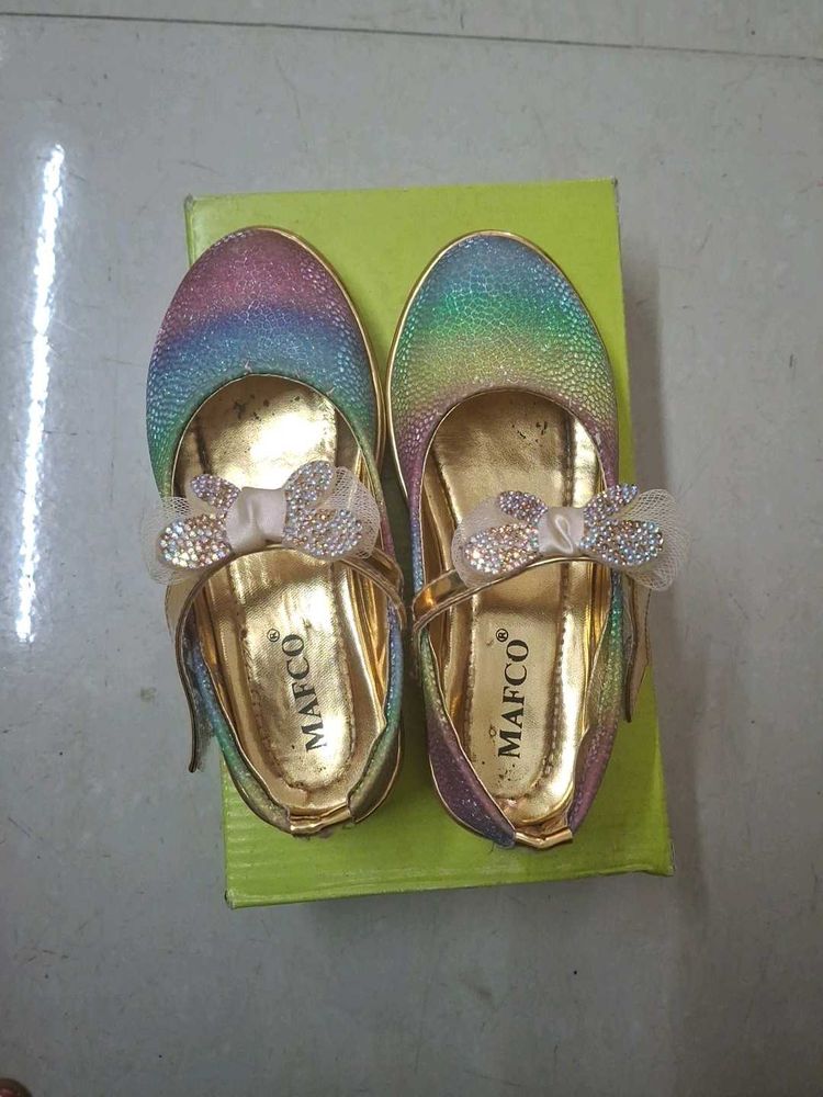 Sparkly Rainbow Ballerina Shoes with Bow