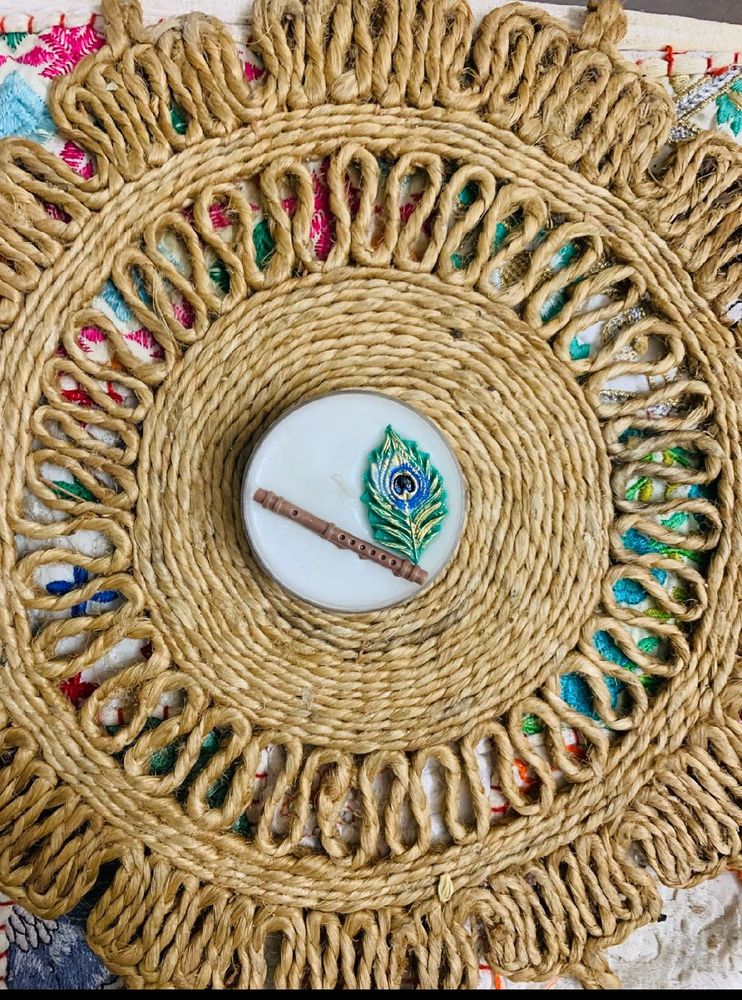 Decorative Candle with Flute &amp; Peacock Feather