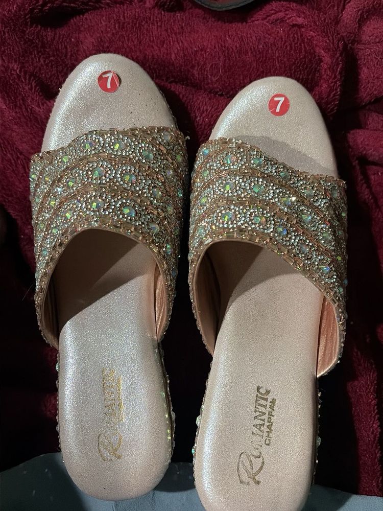 Gold Rhinestone Embellished Party Sandals