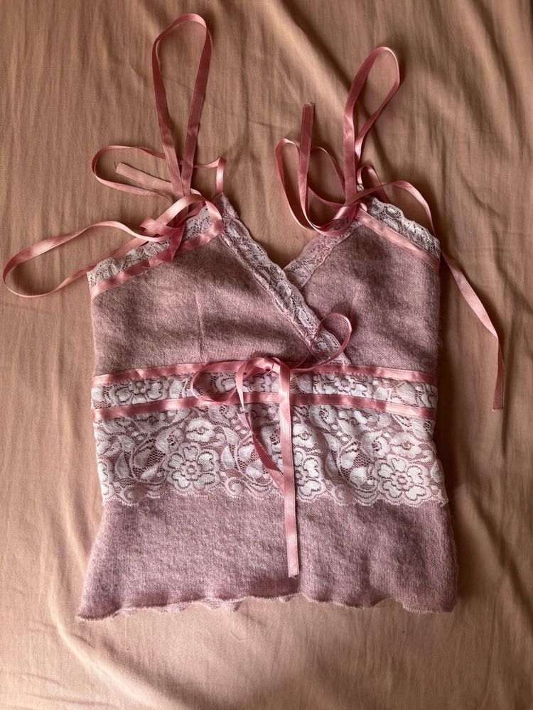 Pink Lace Trimmed Camisole