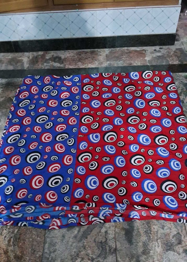 queen size. Colorful  red with  blue color Bedcove