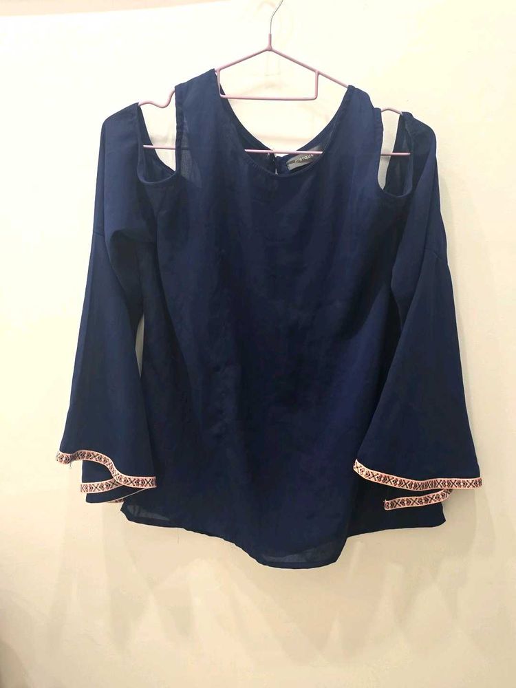 Cold Shoulder Navy Top