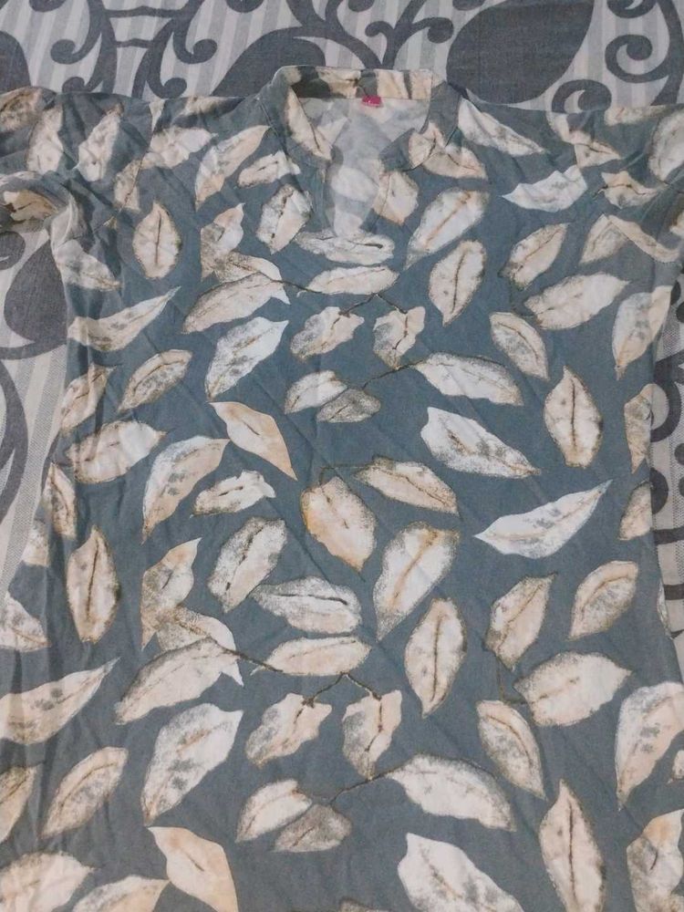 Stylish Leaf Print Kurta