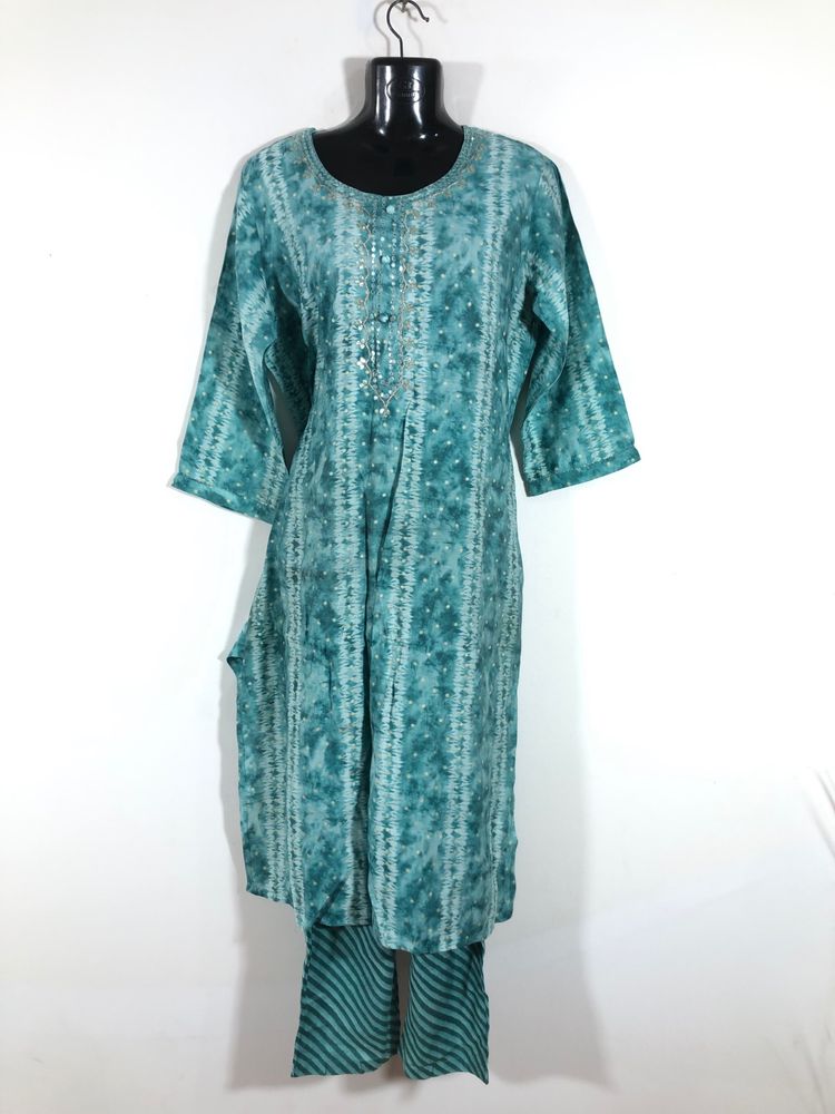 Sea Green Printed Kurta Set(Women’s)