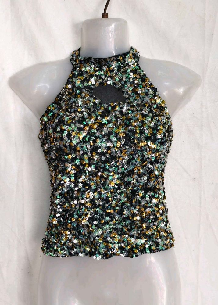 Sparkly Sequin Halter Top