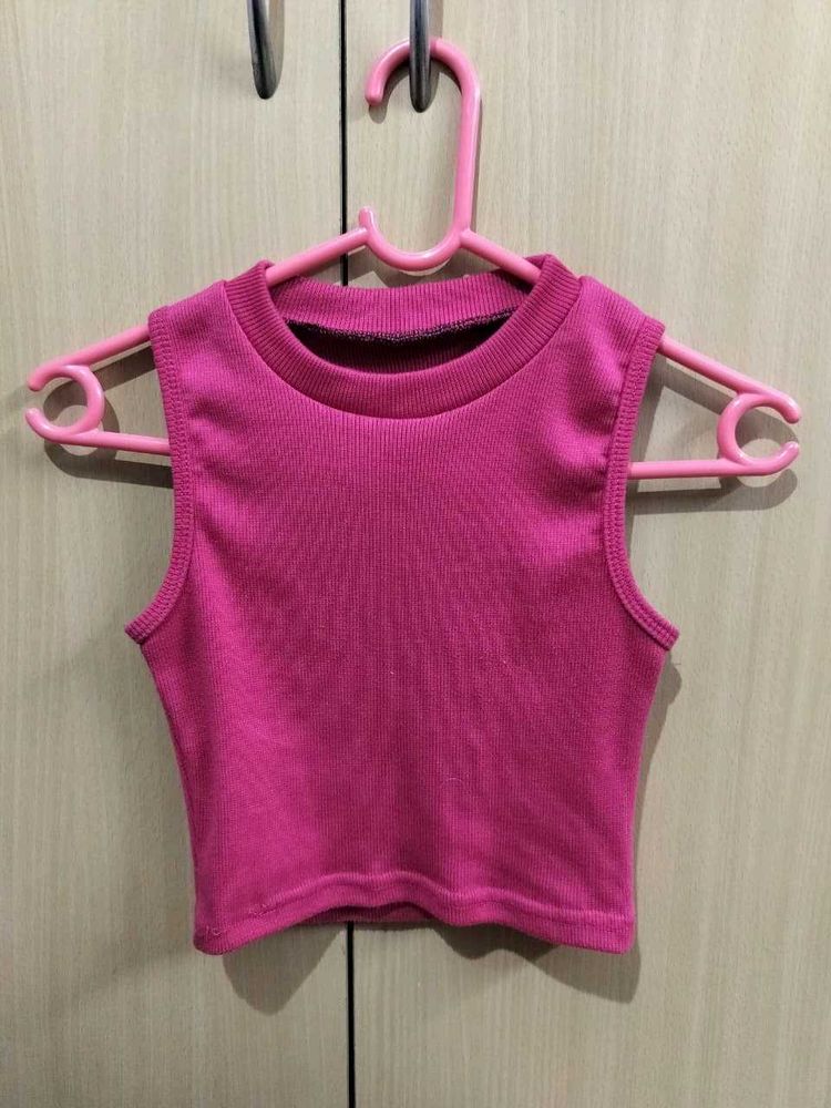 Vibrant Pink Sleeveless Crop Top