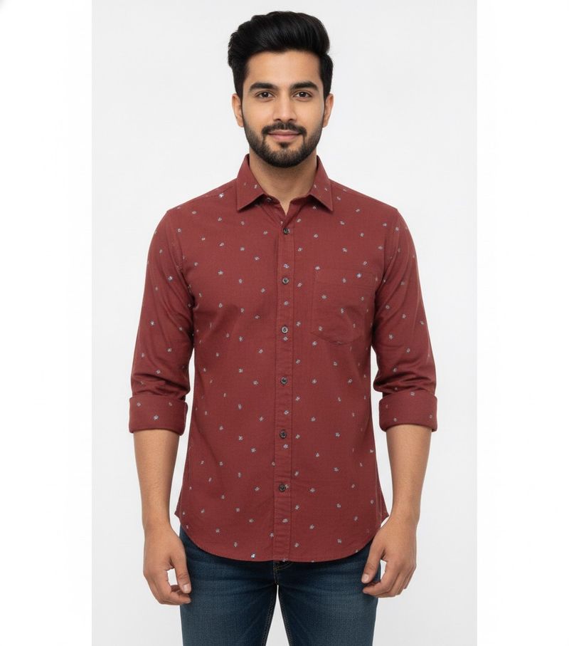 Jade Blue Men's Slim Fit Printed Casual Shirt