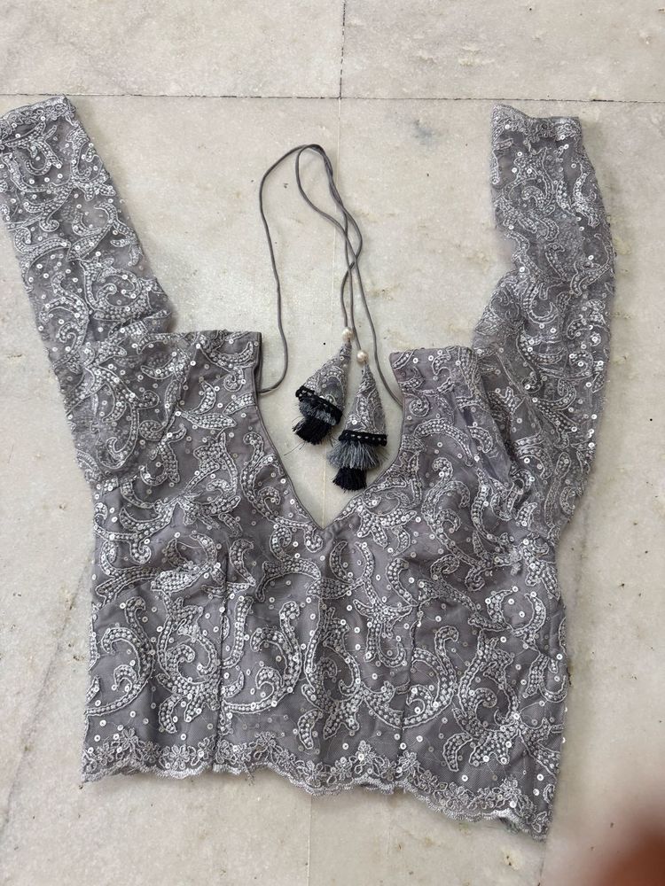 Elegant Silver Sequin Blouse