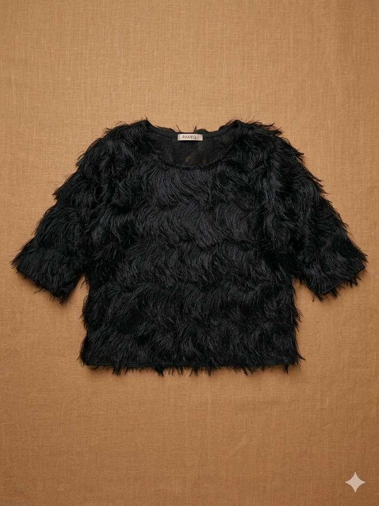Black Feather Tunic Top