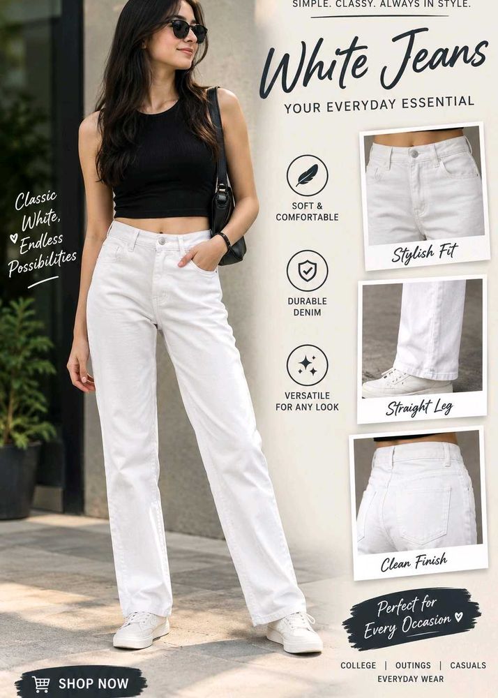 Classic White Straight Leg Jeans