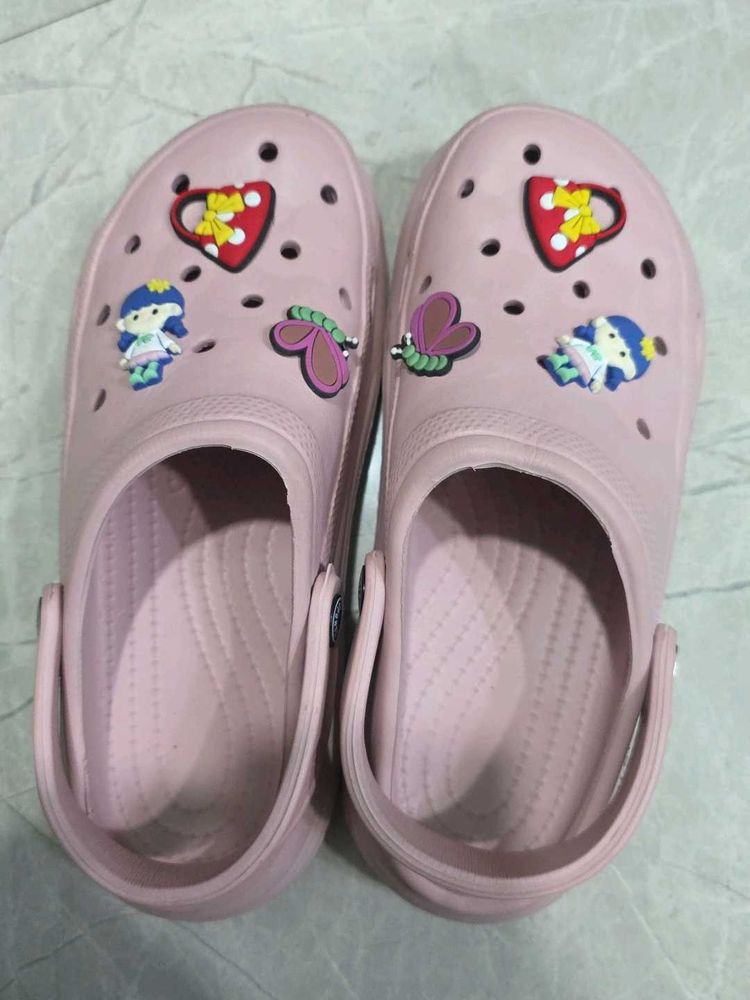 Cute Pink Clogs with Charms