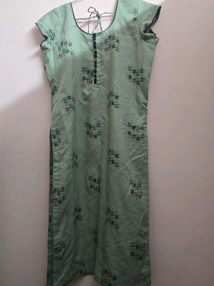 Green Printed Kurta