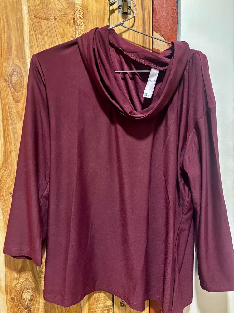 Maroon Cowl Neck Top