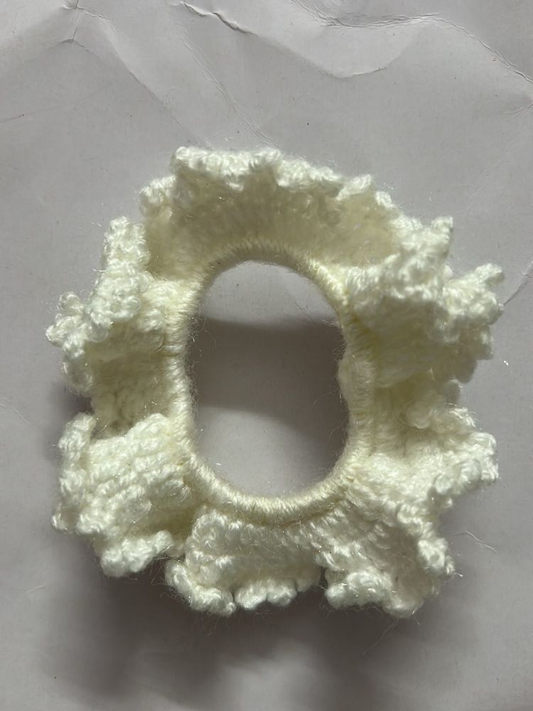 White Ruffled Scrunchie