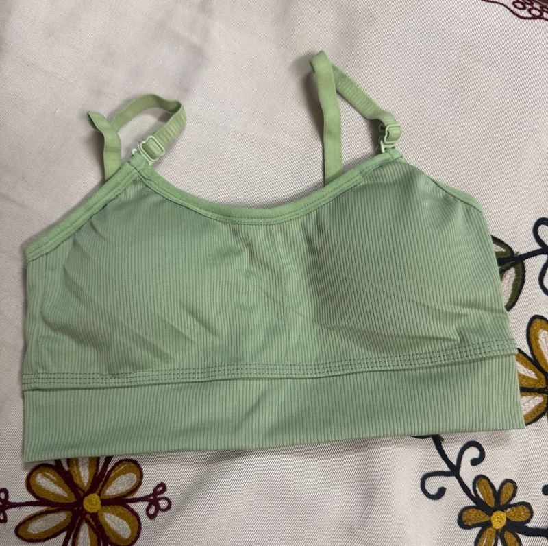 Light Green Ribbed Sports Bra