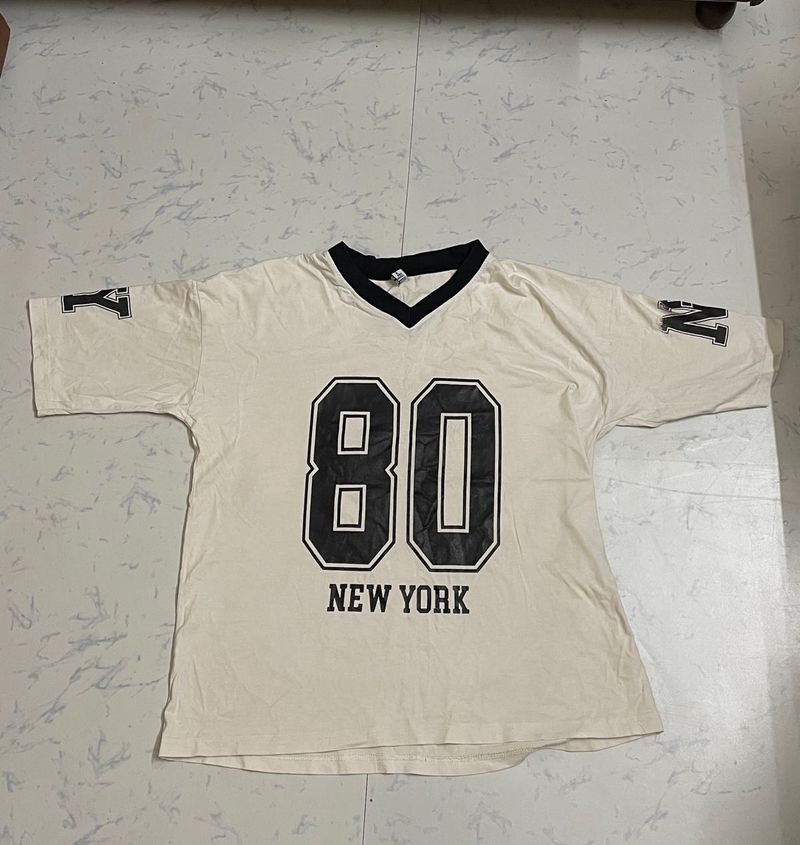 Cream "80 New York" Graphic T-Shirt