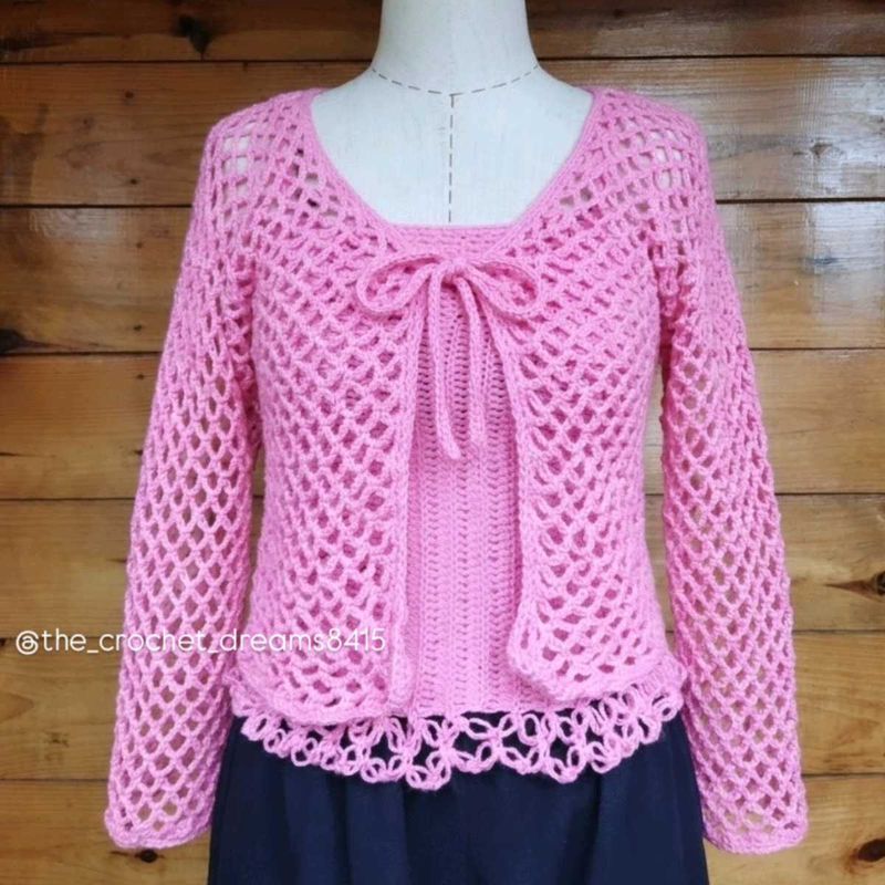 crochet tops and mesh cardigan sets