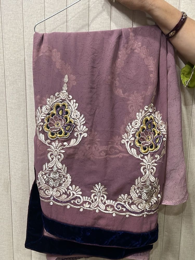 Embroidered Purple Saree