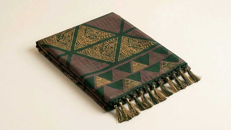 Elegant Dark Green Art Saree with Geometric Prints