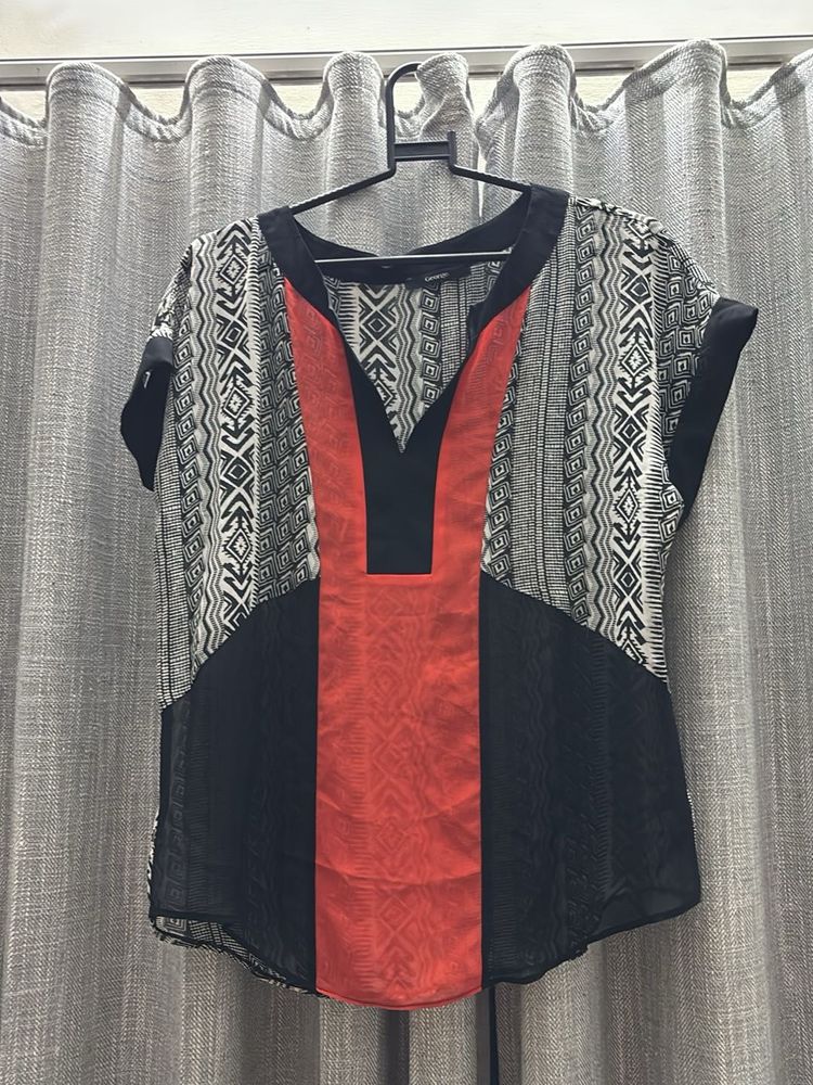 Stylish Printed V-Neck Top oversized