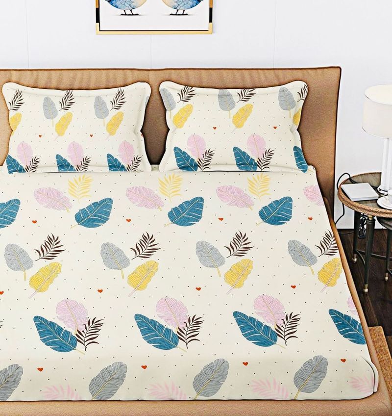 Boho Leaf Print double Bedding Set