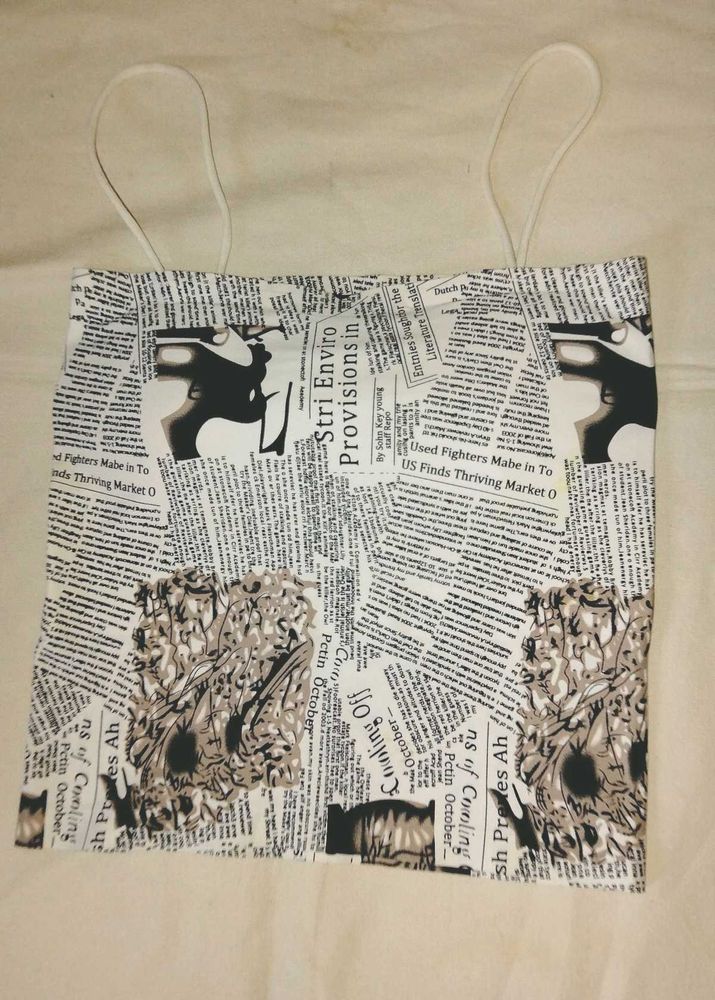 Unique Newspaper Print Crop Top