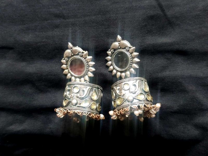 Silver Jhumka Earrings