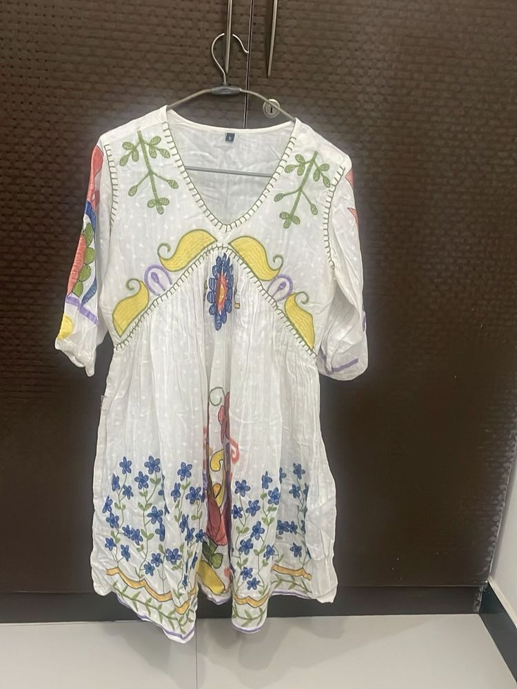 Embroidered White Kurta