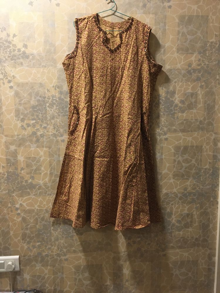 cotton block print anarkali full suit set.