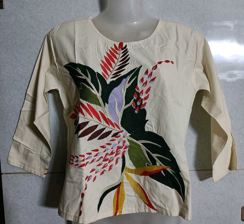 Off White Beautiful Embroidered Top