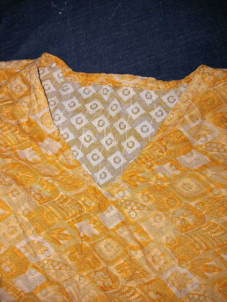 Elegant Yellow Printed Kurta