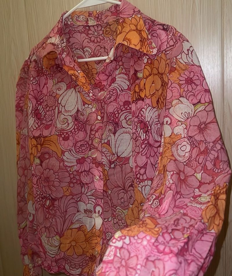 Y2k Floral Print Button-Up Shirt