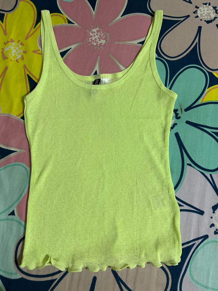 Neon Ribbed Lettuce Hem Tank Top