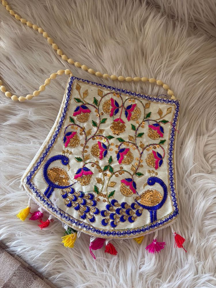 Embellished Peacock Clutch Bag