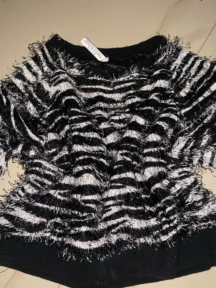 Fuzzy Zebra Print top