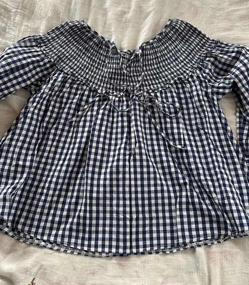Gingham Off-Shoulder Top