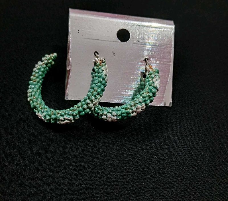 Handmade Beaded Hoop Earrings