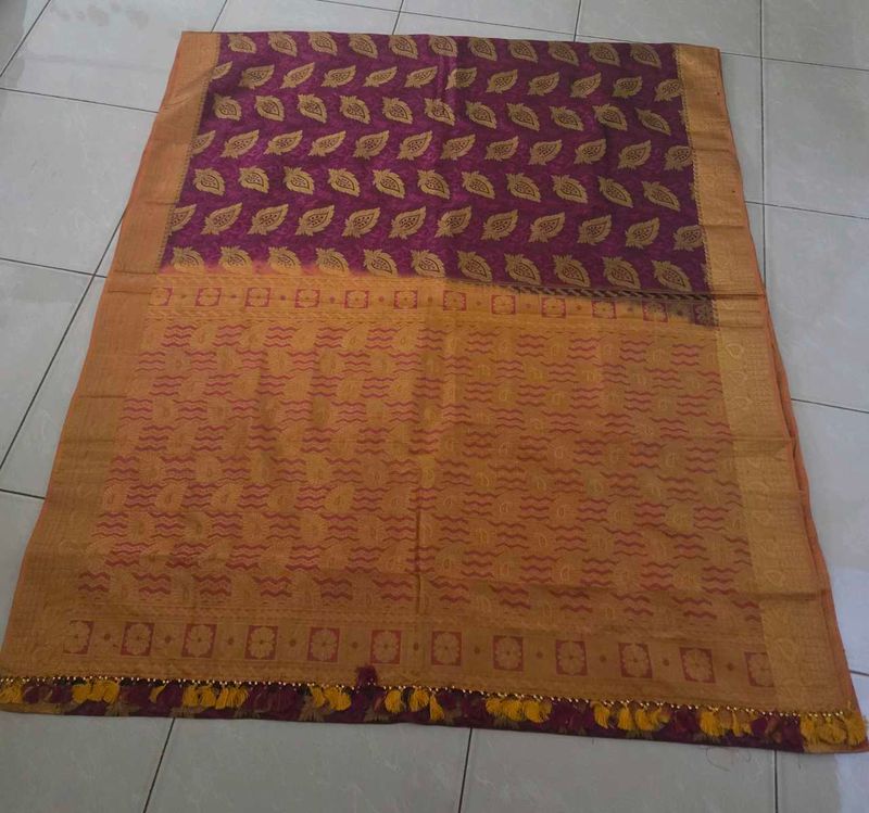 Magenta and yellow kanchi pattu Saree
