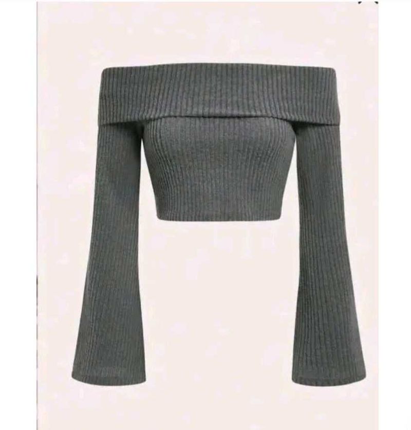 Off-Shoulder Ribbed Crop Top
