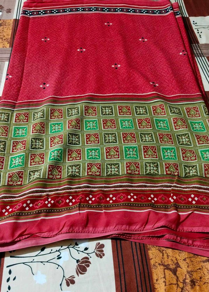 pink sari without blouse