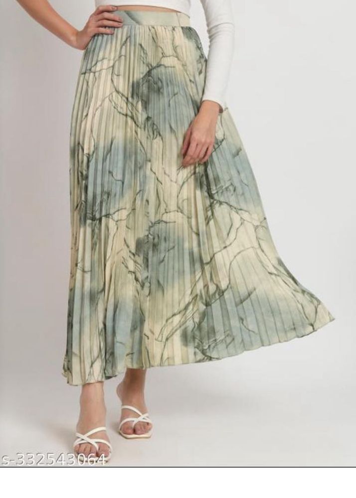 Printed Pleated Maxi Skirt