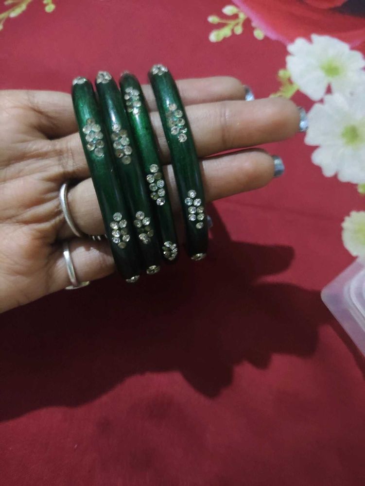 Green Stone Bangles