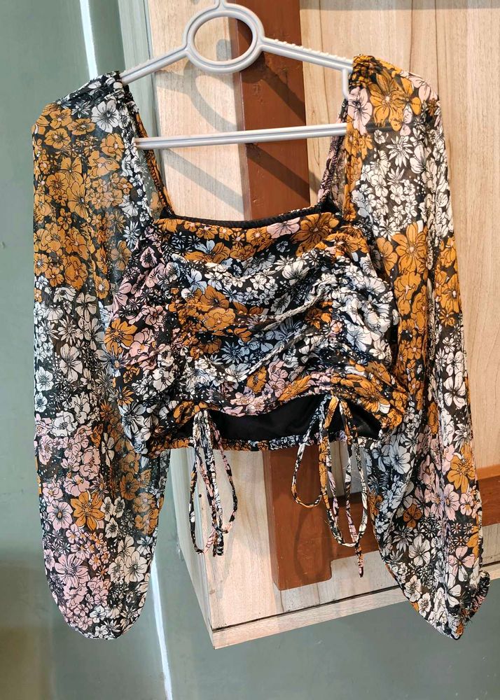 Floral Ruched Crop Top
